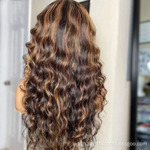 Fashional piano colored wig 10A Grade virgin cuticle aligned Hair 150% 220% density highlight color lace frontal wig